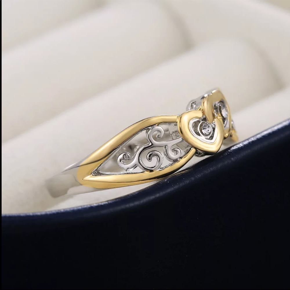 New 925 Silver Carving Flower Hearts Ring - Picture 3 of 5